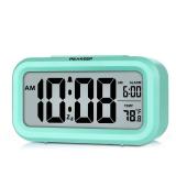 Peakeep Night Light Digital Alarm Clock Battery Operated with Indoor Temperature, Desk Small Clock (Mint)