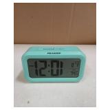 Peakeep Night Light Digital Alarm Clock Battery Operated with Indoor Temperature, Desk Small Clock (Mint)