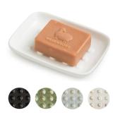 Miamolo Soap Dish, Ceramic Soap Holder Shower Soap Dish for Bar Soap Sponge, Soap Saver Tray for Bathroom Kitchen Sink, White