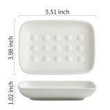 Miamolo Soap Dish, Ceramic Soap Holder Shower Soap Dish for Bar Soap Sponge, Soap Saver Tray for Bathroom Kitchen Sink, White