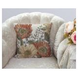 TSSOHU Vintage Flowers Pillow Cover Rustic Cotton Linen Decorative Square Throw Pillow Cover 18x18 Inch for Sofa Couch Decoration