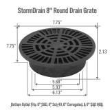 StormDrain Oversized Grate-Connects to 6" Catch Basin, SDR and Corrugated Pipe Top Round Drain Grate Cover Measures 7.75- Superior Strength and Durability, Black