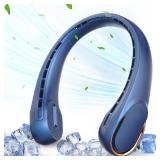 ASNUG Neck Fan, USB Rechargeable Personal Fan, 4000 mAh Battery Operated, 3 Speeds Adjustable, Faster Cooling, Ultra Quiet, Suitable for Home, Office, Travel, Sports Tested Powers On