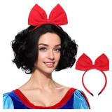 ColorGround Womens Short Black Prestyled Curly Cosplay Costume Wig (Black(with bowknot))