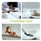 Rabenda 12 Pcs Rug Tape, Non Slip Rug Pads Grippers for Hardwood Floors and Tiles, Reusable Carpet Tape for Area Rugs, Double-Sided Adhesive Rug Stickers Keep Corners Flat (Black)