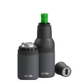 Asobu Frosty Beer Holder 2 Go Vacuum Insulated Double Walled Stainless Steel Beer Can and Bottle Cooler with Beer Opener, Bpa Free, Fits Standard 12oz Bottles & Cans, Gift for Beer Lovers (Smoke)