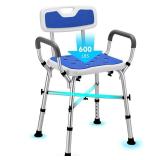 Shower Chair for Inside Shower, FSA/HSA Eligible 600 lbs Heavy Duty Shower Chair for Elderly and Disabled, Height Adjustable Shower Chair with Arms and Back, Bath Chairs for Seniors, Adults, Handicap