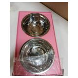 LAKIPETN Elevated Dog Bowls with 2 Stainless Steel Bowls, Raised Dog Food Bowl Stand 5 Height Adjustable (3.1", 9", 10", 11", 12") Non-Slip Feeder Set for Medium and Large Dogs - Pink