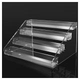 AISIDERK 12" Acrylic Riser Display Stands - 4 Tier Clear Acrylic Display Shelf, Double Sided Usable, Makeup Organizer Perfume Organizer, Acrylic Shelves For Funko Pop Figures , Cupcake, Candy Food