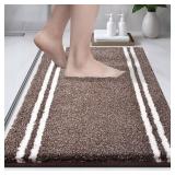 PURRUGS Bathroom Rug Non-Slip Machine Washable 20" x 30", Super Absorbent and Quick Dry Shaggy Microfiber Bath Mat, Extra Soft and Plush Bath Rug for Bathtub, Shower and Sink, Brown