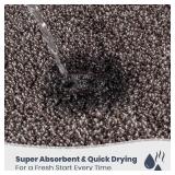 PURRUGS Bathroom Rug Non-Slip Machine Washable 20" x 30", Super Absorbent and Quick Dry Shaggy Microfiber Bath Mat, Extra Soft and Plush Bath Rug for Bathtub, Shower and Sink, Brown