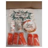 Give Thanks Disposable Plates Cups and Plastic Silverware Serves 30 Plus 2 Decorative Throw Pillow Covers 19x12in