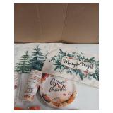 Give Thanks Disposable Plates Cups and Plastic Silverware Serves 30 Plus 2 Decorative Throw Pillow Covers 19x12in