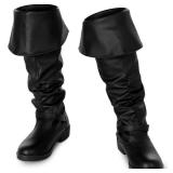 Ramede Medieval Pirate Boots Men Halloween Renaissance Boots Gothic Cosplay Costume for Men(Us11,Black) (Pre Owned)