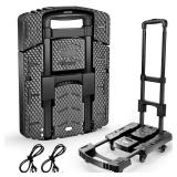 Voipvvii Folding Hand Truck 500lbs, Portable Heavy Duty Dolly Cart, 6 Wheels Collapsible Luggage Cart with 2 Elastic Ropes - Compact Trolley Cart for Easy Moving - Ideal Hand Cart for Travel and More