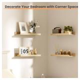 upsimples Floating Shelves for Wall, Wall Shelves for Decor Storage Set of 6, Wall Mounted Wood Shelf for Bedroom, Living Room, Bathroom, Kitchen, Picture Ledge Shelves, Natural