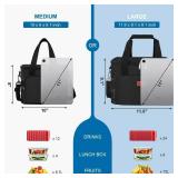 Femuar Reusable Lunch Box for Men/Women - Insulated Lunch Bag Leakproof Lunchbox for Work Office Picnic Beach - Freezable Lunch Cooler Bag with Adjustable Shoulder Strap - Black