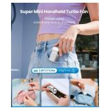 Gaiatop Portable Handheld Mini Fan, 6 Speeds 16900 RPM High Velocity Personal Fan with LED Display, USB Rechargeable, Mini Fan with Lanyard for Makeup, Travel, Outdoor, Gift for Women Girl, White