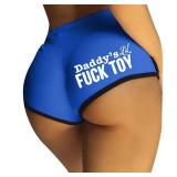 Womens Yoga Booty Shorts Sexy Printed Dance Sport Workout Hot Pants Plus Size Lounge Wear Briefs Blue 3XL