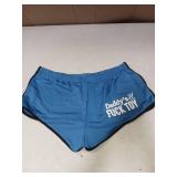 Womens Yoga Booty Shorts Sexy Printed Dance Sport Workout Hot Pants Plus Size Lounge Wear Briefs Blue 3XL