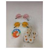 CHRORINE 4 Pieces Hippie Costume Set Hippie Sunglasses Peace Sign Necklace Hippie Headband for Women Men Hippie Party Decorations