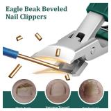Eagle Beak Beveled Nail Clippers, Upgrade Stainless Steel Wide Jaw Opening Anti-Splash Nail Clipper Set of 3-Piece, Long Handle Angled Head Toenail Clippers for Ingrown & Thick Toenails, for Men Women