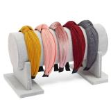 Juvale Velvet Headband Holder Stand - 12.2 x 6.5 x 6.7 Inches, Gray Velvet - Hair Accessories Organizer & Headband Rack - Bracelet Display & Jewelry Stand
