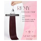 Moresoo Wine Red Tape in Hair Extensions Human Hair Invisible Hair Extensions Tape in Burgundy Tape in Extensions Real Hair Seamless Glue in Human Hair Extensions 16 Inch #99J 20pcs 50g