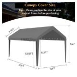 GOTRUTH 12x20 Canopy Replacement Cover, Carport Replacement Top Cover For 12