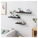 Dancrul Floating Shelves For Wall, Wall Mounted Shelves With Lip For Storage, Metal Display Shelves For Home Decor, Kitchen/Living Room/Bedroom/Bathroom Shelf, Black 16 inch 2 Pack