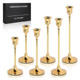 2 Sets(6 Pcs) Candlestick Holders Taper Candle Holders Brass Gold Candlestick Holder Set Vintage Modern Decorative Centerpiece For Table Mantel Wedding Housewarming Gift (Gold, 2 Set(6 pcs))