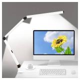 LED Desk Lamp With Clamp, Dual Light Table Lamp With Adjustable Swing Arm, Eye-Care 4 CCT Modes & 5 Brightness Levels Clip-On Architect Modern Desk Light For Home Office Crafting Sewing