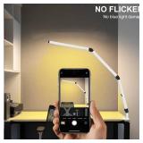LED Desk Lamp With Clamp, Dual Light Table Lamp With Adjustable Swing Arm, Eye-Care 4 CCT Modes & 5 Brightness Levels Clip-On Architect Modern Desk Light For Home Office Crafting Sewing