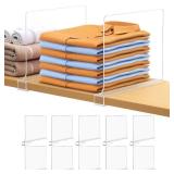 Aolloa 10 PCS Shelf Dividers For Closet Organization Acrylic Clear Closet Shelf Divider For Wooden Shelving Suitable For Wooden Or Vertical Shelves Or Bedroom, Kitchen And Office