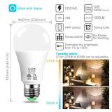 UCB Alexa Light Bulb 130W Equivalent, Smart Light Bulbs Warm White To Daylight Tunable, Bluetooth LED Bulbs Work With Alexa Only For Bedroom Kitchen Living Office No WiFi Required 4 Pack
