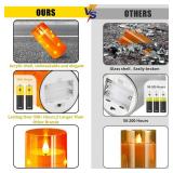 NURADA 3"x6"Flickering Flameless Candles: Built-In Star String Lights 3D Wick Battery Operated LED Pillar Candles With Remote And Timer For Halloween Thanksgiving Dinner Tables Home Fall Decor Orange
