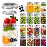 16pack 16oz Mason Jars With Airtight Lids And Bands, Regular Mouth Pint Canning Jars, Clear Glass Jars Ideal For Canning, Pickling, Meal Prep, Jam, Honey, Shower/Wedding Favors, Labels & Pen Included