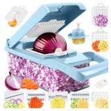 MAIPOR Vegetable Chopper Pro, Multifunctional 13 In 1 Food Chopper, Kitchen Vegetable Slicer Dicer Cutter With 8 Blades for Onion Carrot And Garlic With Container (Blue)