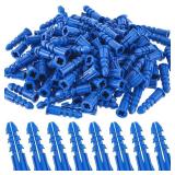 Glooglitter 1000 Pieces Ribbed Plastic Anchors #10-12 x 1 Inch Drywall Anchors Plastic Wall Anchor Lightweight Blue Screw Anchor For Hollow Walls Concrete Pictures Artwork Decor Anchoring Application