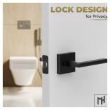Mega Handles Prime Privacy Lever Door Handle For Hallway, Closet And Bathroom, Keyless Reversible Design Door Levers, Fits All Standard Door Sizes, Covered Screws Included - Matte Black (1 Pack), 5"