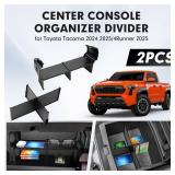 Autorder 2PCS Center Console Organizer For Toyota Tacoma 2024-2026/4Runner 2025-2026 Accessories Multi-Grid Glove Box Organizer For Tacoma/4Runner Armrest Storage Divider Insert Tray