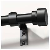 Lootkell Modern Black Curtain Rods For Windows 48 To 84 Inches Adjustable Length Heavy Duty 1" Diameter Window Curtain Rod With Decorative Finials For Outdoor Farmhouse Bedroom Kitchen Living Room