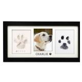 MYPAWLETS Paw Print Frame Kit,Dog/Cat Paw Print Kit,Soft Pawprint Clay&Clean Touch Ink Pad,Pet Paw Print Impression Kit With Customization Tool,Wooden Pet Memorial Frame,DIY Dog Lover Gifts-Black