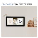 MYPAWLETS Paw Print Frame Kit,Dog/Cat Paw Print Kit,Soft Pawprint Clay&Clean Touch Ink Pad,Pet Paw Print Impression Kit With Customization Tool,Wooden Pet Memorial Frame,DIY Dog Lover Gifts-Black