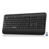 TECKNET Ergonomic Wireless Keyboard For Laptop, 2.4G USB Silent Computer Keyboard With Comfortable Palm Rest & Adjustable Feet Stand For Desktop, PC, Notebook, Surface And Windows, Full Size Layout