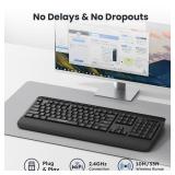 TECKNET Ergonomic Wireless Keyboard For Laptop, 2.4G USB Silent Computer Keyboard With Comfortable Palm Rest & Adjustable Feet Stand For Desktop, PC, Notebook, Surface And Windows, Full Size Layout