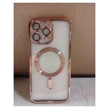 Misea Magnetic For IPhone 15 Pro Max Case With MagSafe [Never Yellowing] [Military Grade Drop Protection] Full Camera Lens Protector Plating Soft Clear Phone Case For Women Girls, Pink