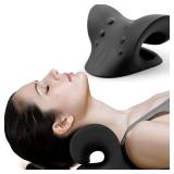 RESTCLOUD Neck And Shoulder Relaxer, Cervical Traction Device For TMJ Pain Relief And Cervical Spine Alignment, Chiropractic Pillow, Neck Stretcher (Black)