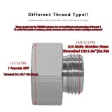 Beduan Garden Hose Adapter, 3/4" GHT Male(Threaded OD 1.06) x 1" NPT Female Connector(Threaded ID 1.1921"),GHT To NPT Adapter Stainless Steel Pipe Fittings Connect