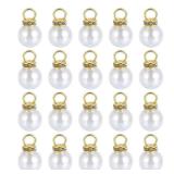 Uxcell Pearl Charm, 51pcs 12mm Pendants Faux Pearl Beads Charm With Crystal Beads Rhinestone For Making Bracelet Earrings Necklace Crafts (Gold)